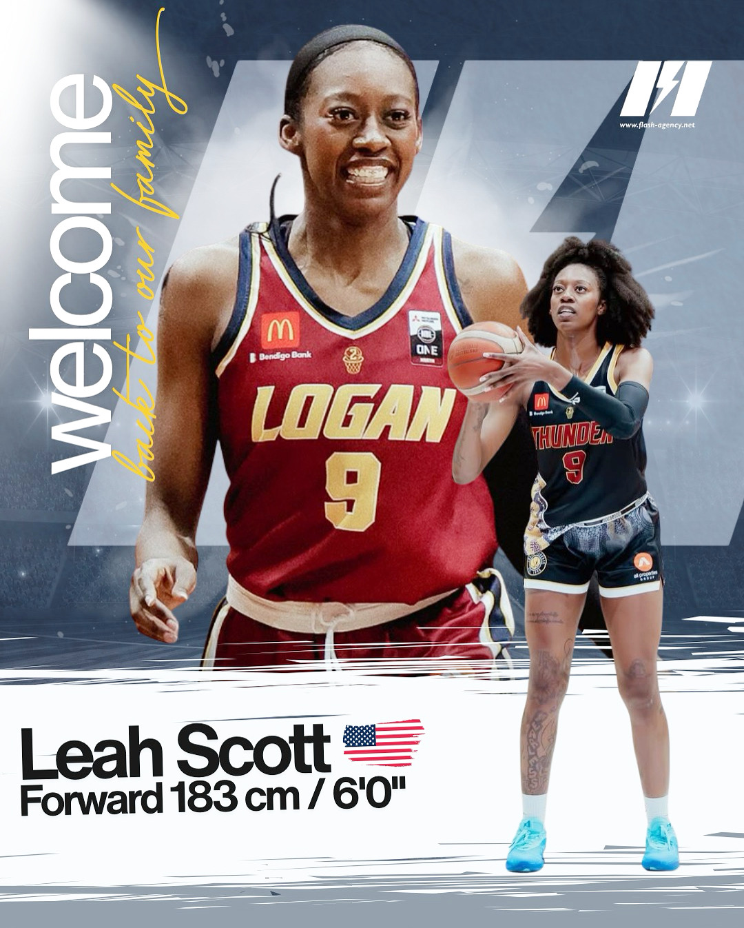 Leah Scott has re-signed with Flash Agency